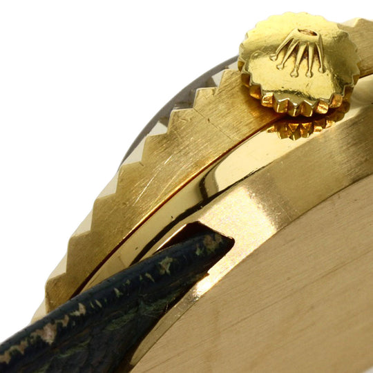 ROLEX Watches Hand Winding K18YG, leather gold Chameleon 9667 Precision Almond Antique Silver dial Women Used Authentic
