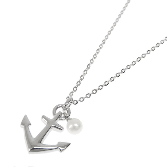 MIKIMOTO Necklace SV, Pearl Silver Anchor motif Anchor Pearl Pearl Women Used Authentic