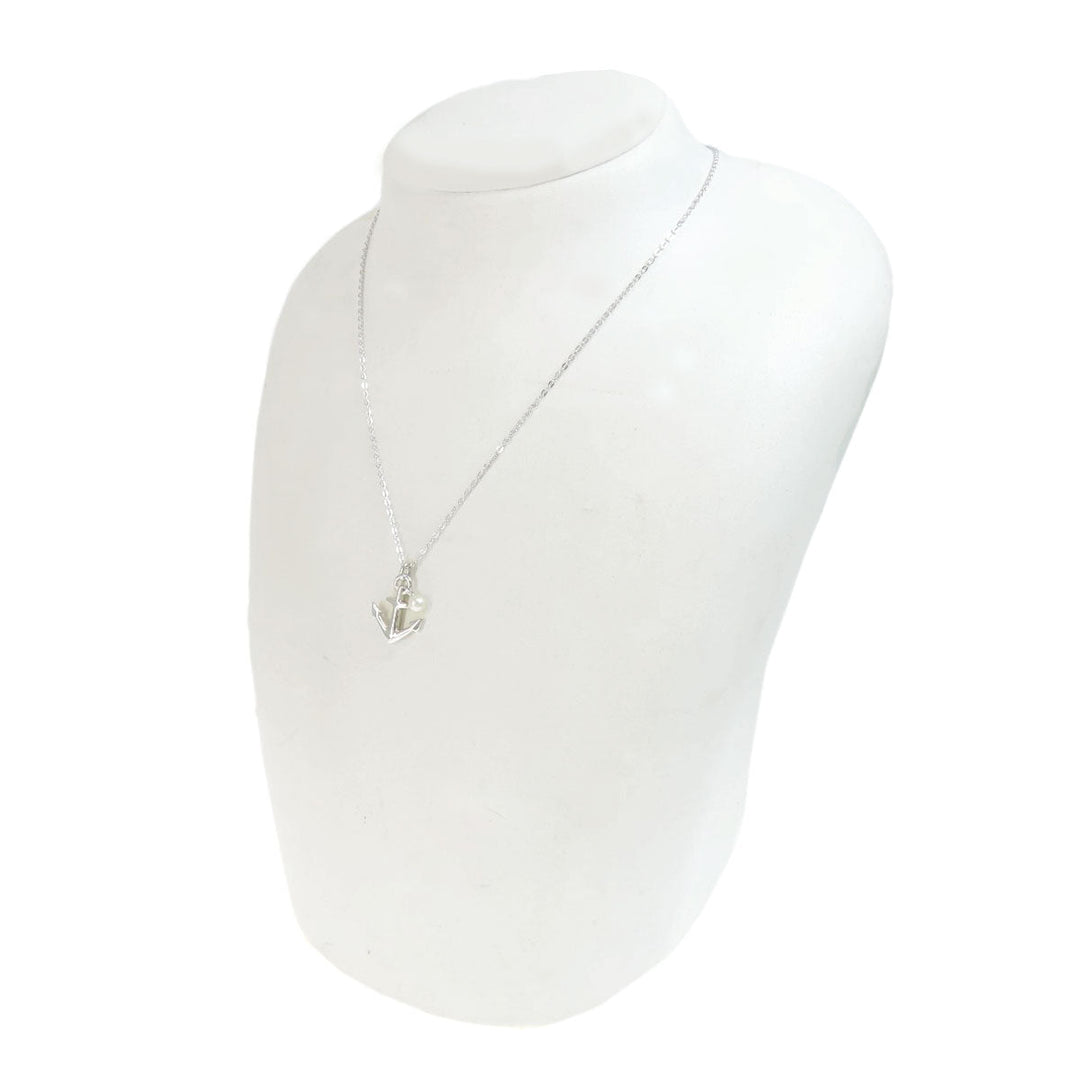 MIKIMOTO Necklace SV, Pearl Silver Anchor motif Anchor Pearl Pearl Women Used Authentic