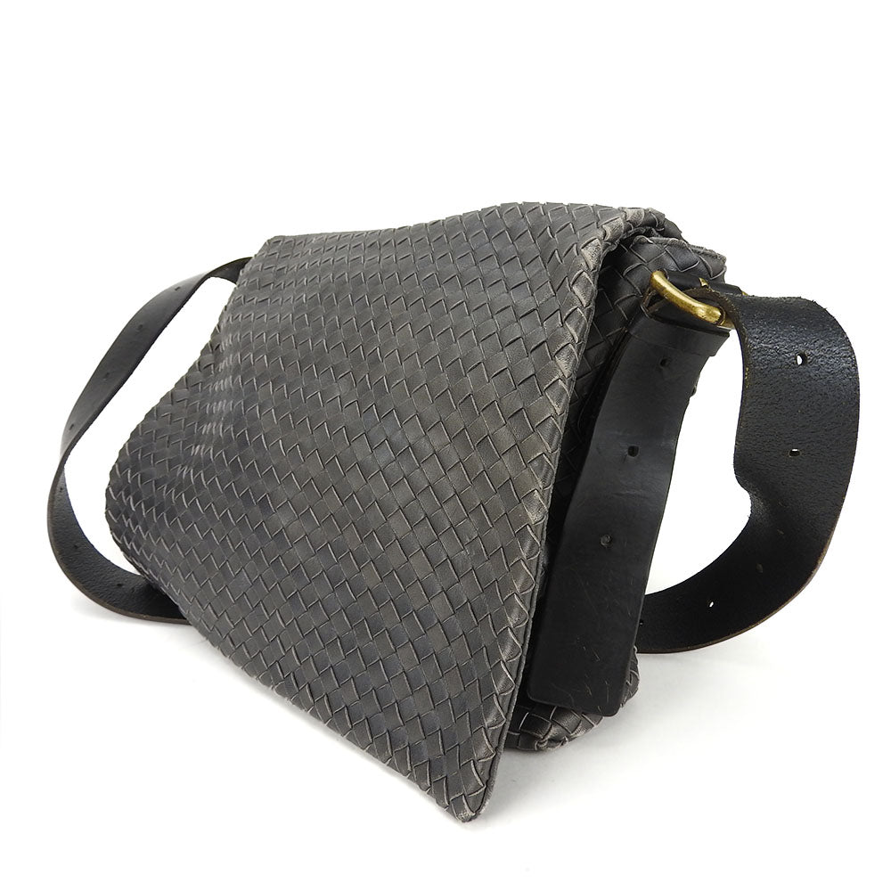 BOTTEGAVENETA Shoulder Bag 161314 leather gray INTRECCIATO unisex(Unisex) Used Authentic
