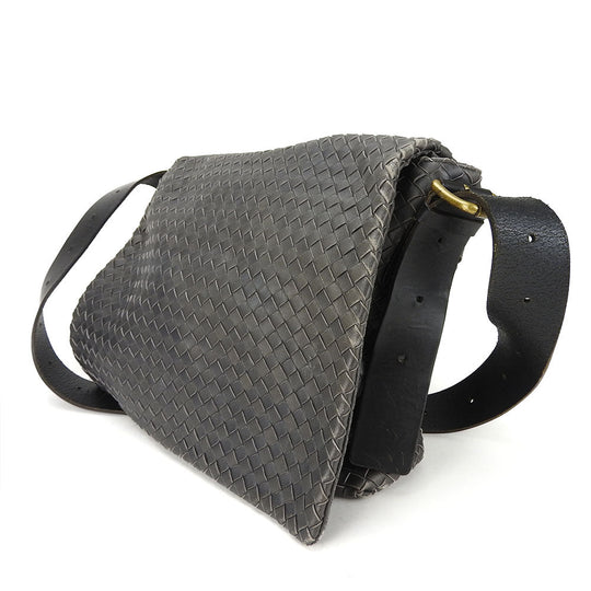 BOTTEGAVENETA Shoulder Bag 161314 leather gray INTRECCIATO unisex(Unisex) Used Authentic