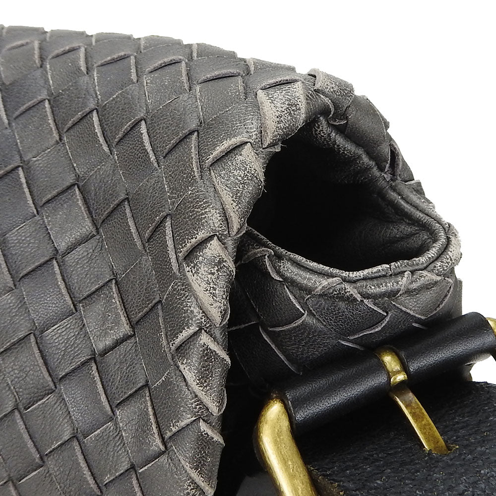 BOTTEGAVENETA Shoulder Bag 161314 leather gray INTRECCIATO unisex(Unisex) Used Authentic