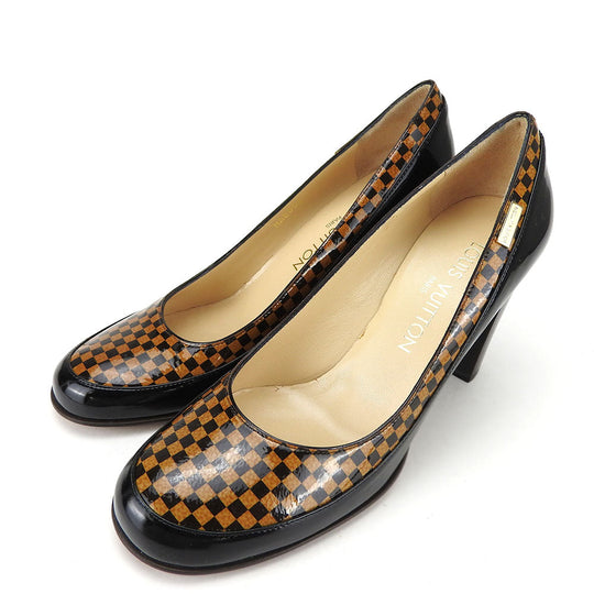 LOUIS VUITTON pumps enamel Brown Women 34 1/2 Used Authentic
