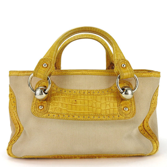 CELINE Handbag Canvas, Leather yellow Boogie bag Women Used Authentic