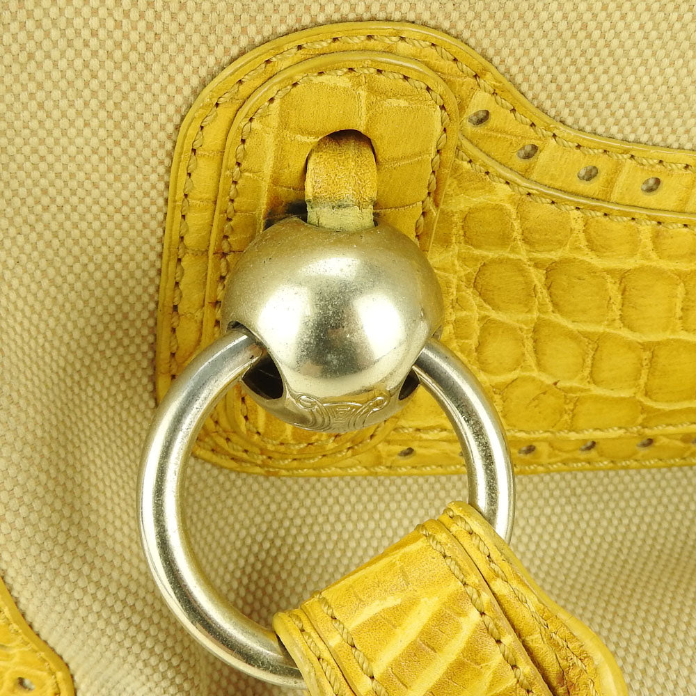 CELINE Handbag Canvas, Leather yellow Boogie bag Women Used Authentic