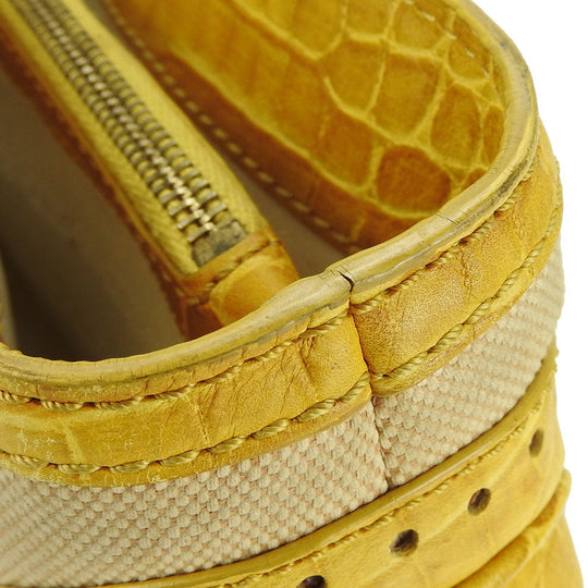 CELINE Handbag Canvas, Leather yellow Boogie bag Women Used Authentic