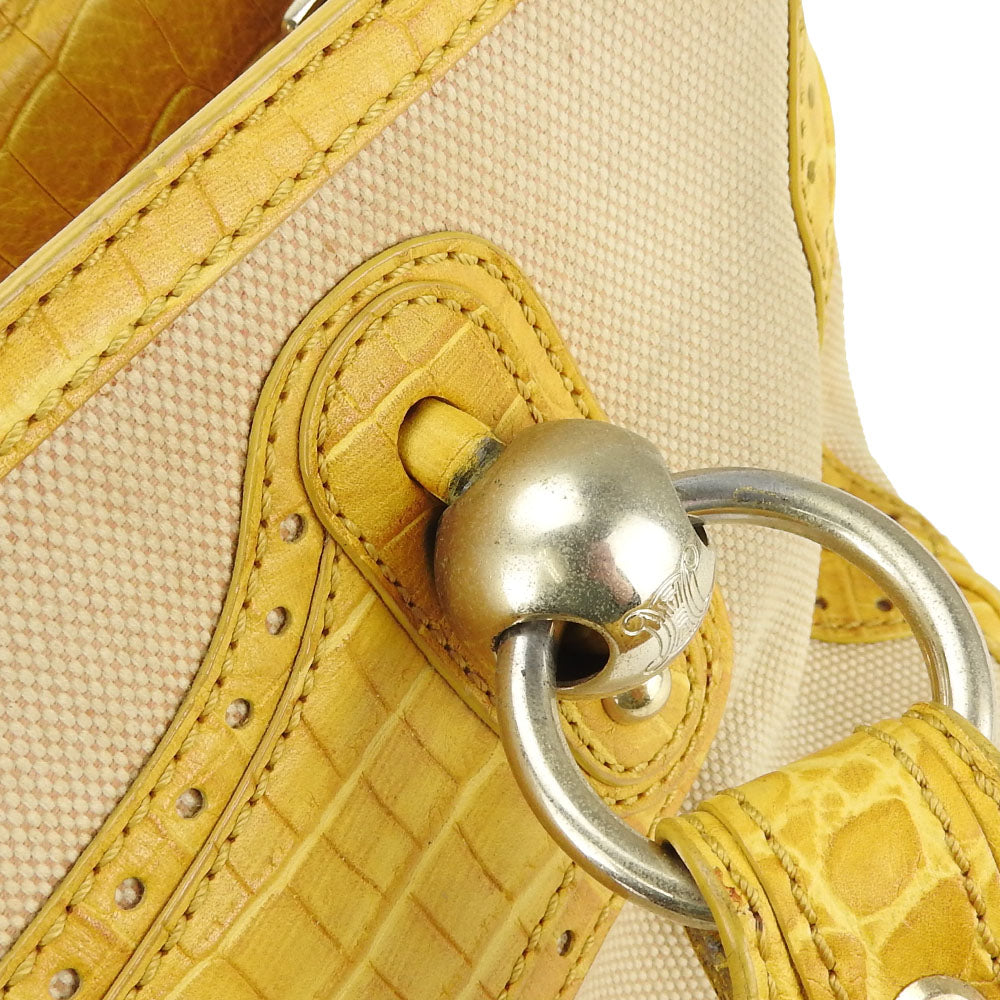CELINE Handbag Canvas, Leather yellow Boogie bag Women Used Authentic