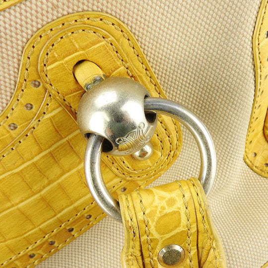 CELINE Handbag Canvas, Leather yellow Boogie bag Women Used Authentic