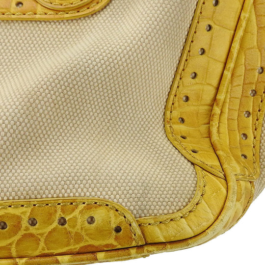 CELINE Handbag Canvas, Leather yellow Boogie bag Women Used Authentic