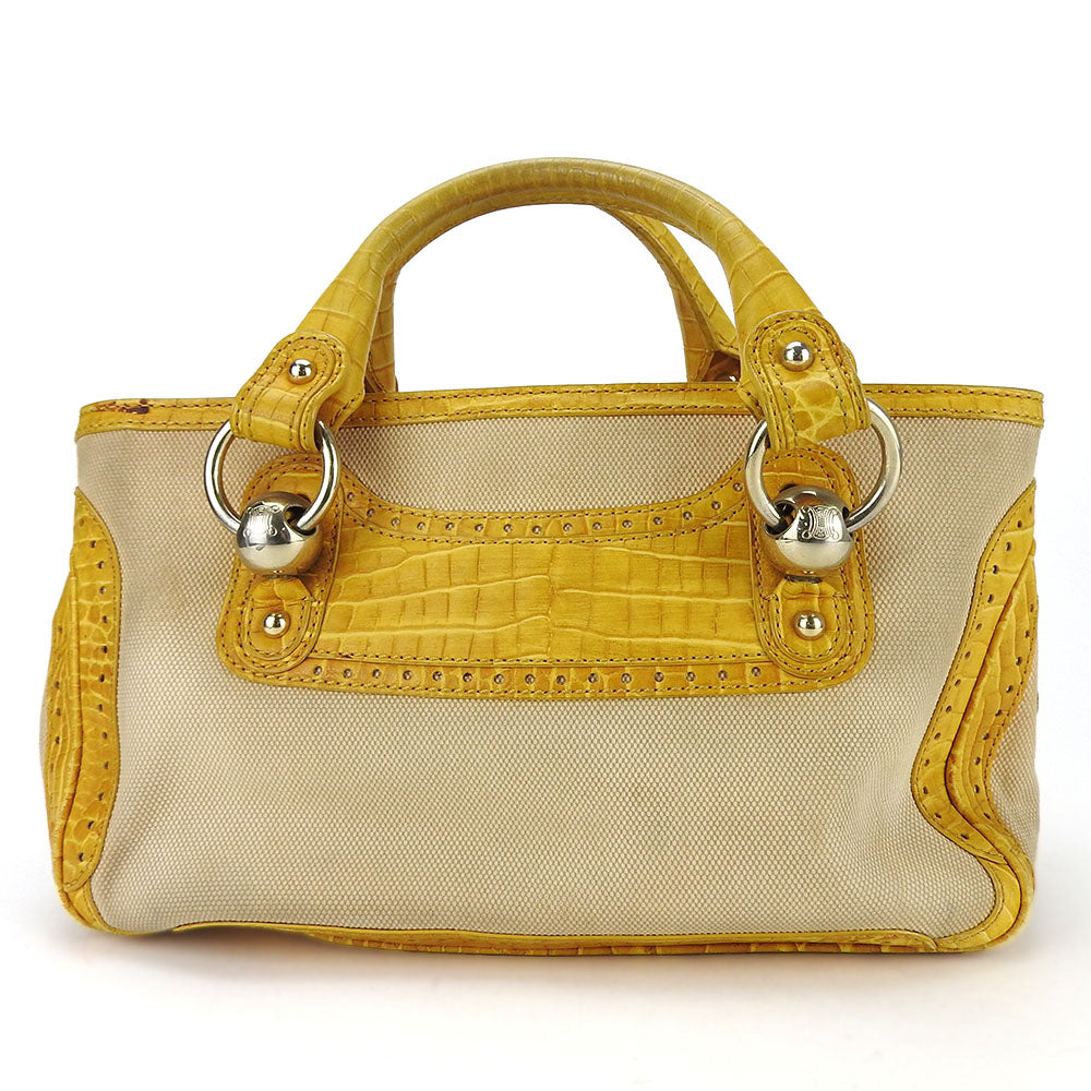 CELINE Handbag Canvas, Leather yellow Boogie bag Women Used Authentic