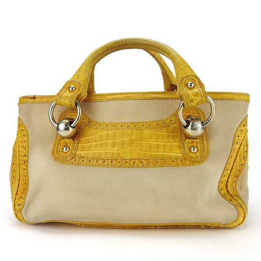 CELINE Handbag Canvas, Leather yellow Boogie bag Women Used Authentic