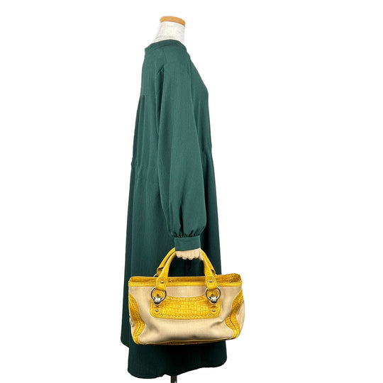 CELINE Handbag Canvas, Leather yellow Boogie bag Women Used Authentic