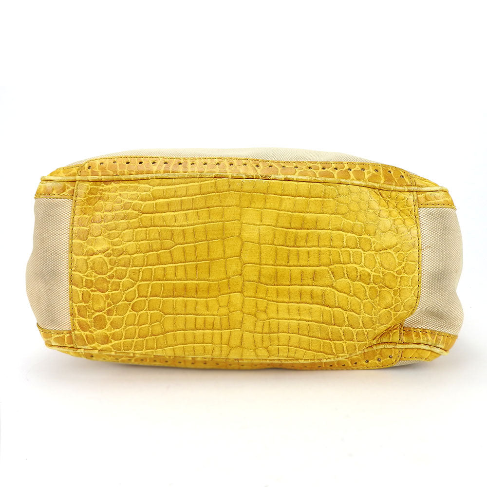 CELINE Handbag Canvas, Leather yellow Boogie bag Women Used Authentic