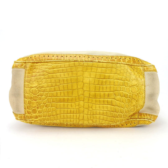 CELINE Handbag Canvas, Leather yellow Boogie bag Women Used Authentic