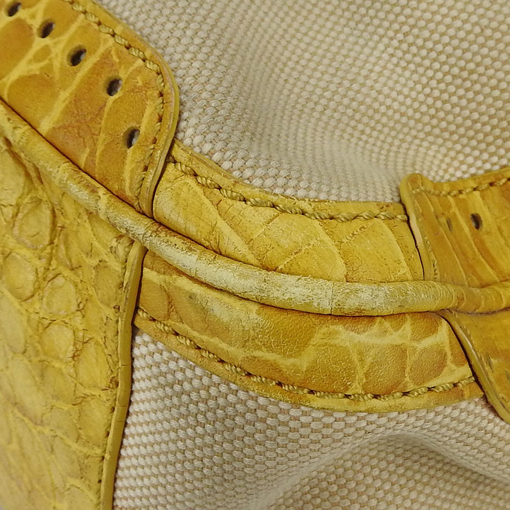 CELINE Handbag Canvas, Leather yellow Boogie bag Women Used Authentic