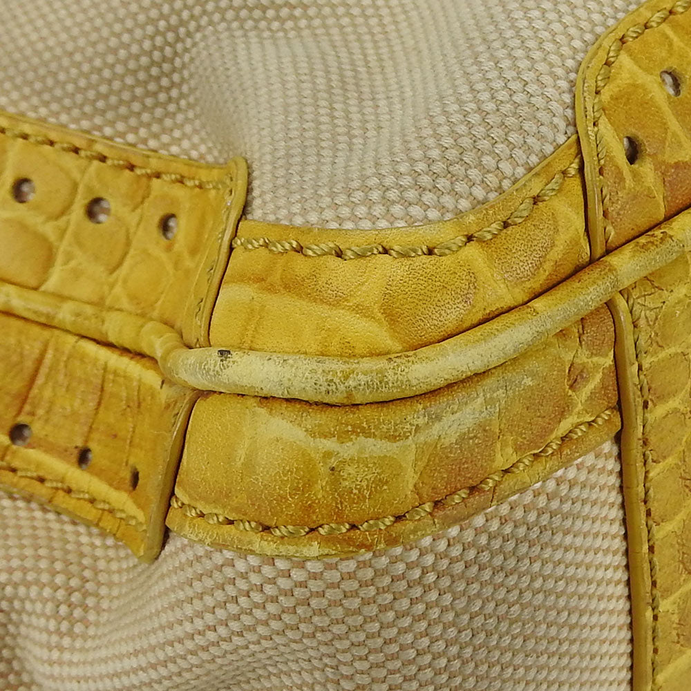 CELINE Handbag Canvas, Leather yellow Boogie bag Women Used Authentic