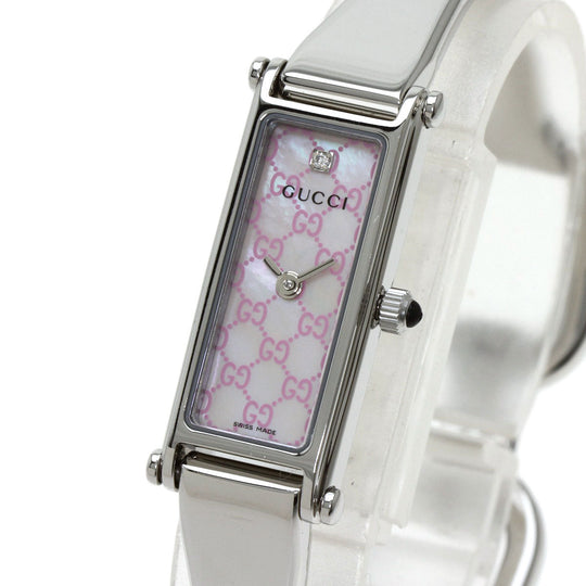 GUCCI Watches Quartz 1500L Stainless Steel , Stainless Steel Silver Square Face 1P Diamond shell dial Women Used Authentic