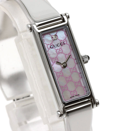 GUCCI Watches Quartz 1500L Stainless Steel , Stainless Steel Silver Square Face 1P Diamond shell dial Women Used Authentic