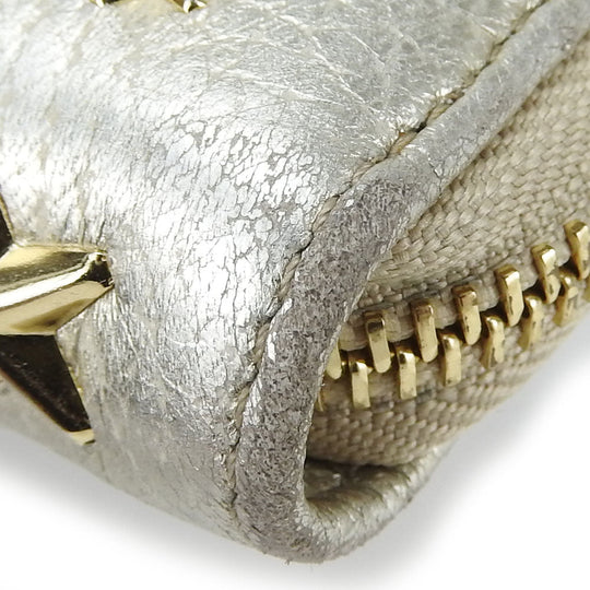JIMMY CHOO Long Wallet Purse leather Champagne Gold Women Used Authentic