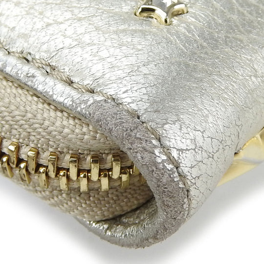 JIMMY CHOO Long Wallet Purse leather Champagne Gold Women Used Authentic