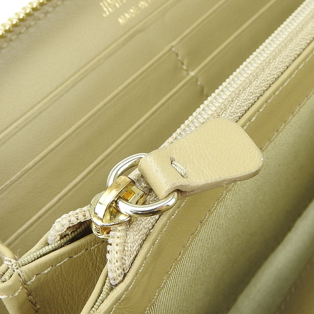 JIMMY CHOO Long Wallet Purse leather Champagne Gold Women Used Authentic
