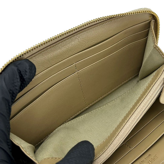JIMMY CHOO Long Wallet Purse leather Champagne Gold Women Used Authentic