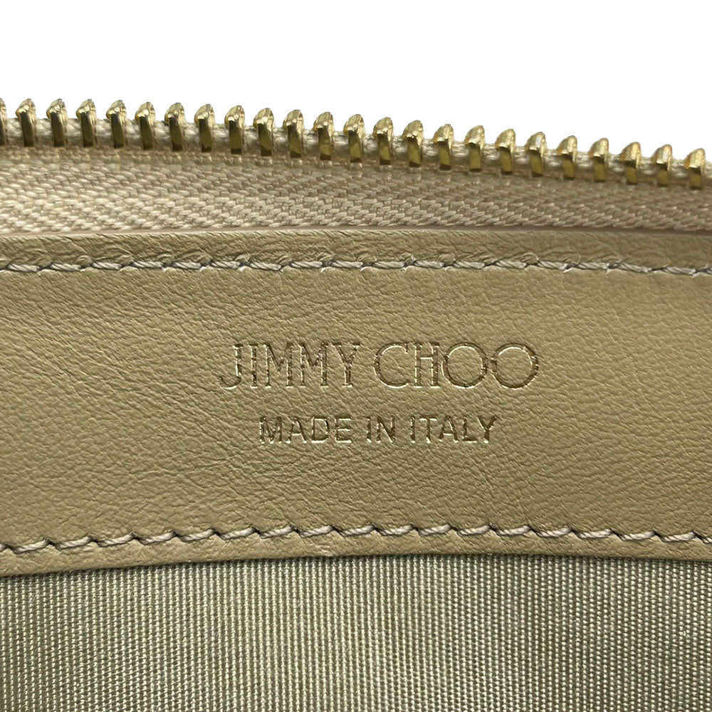 JIMMY CHOO Long Wallet Purse leather Champagne Gold Women Used Authentic