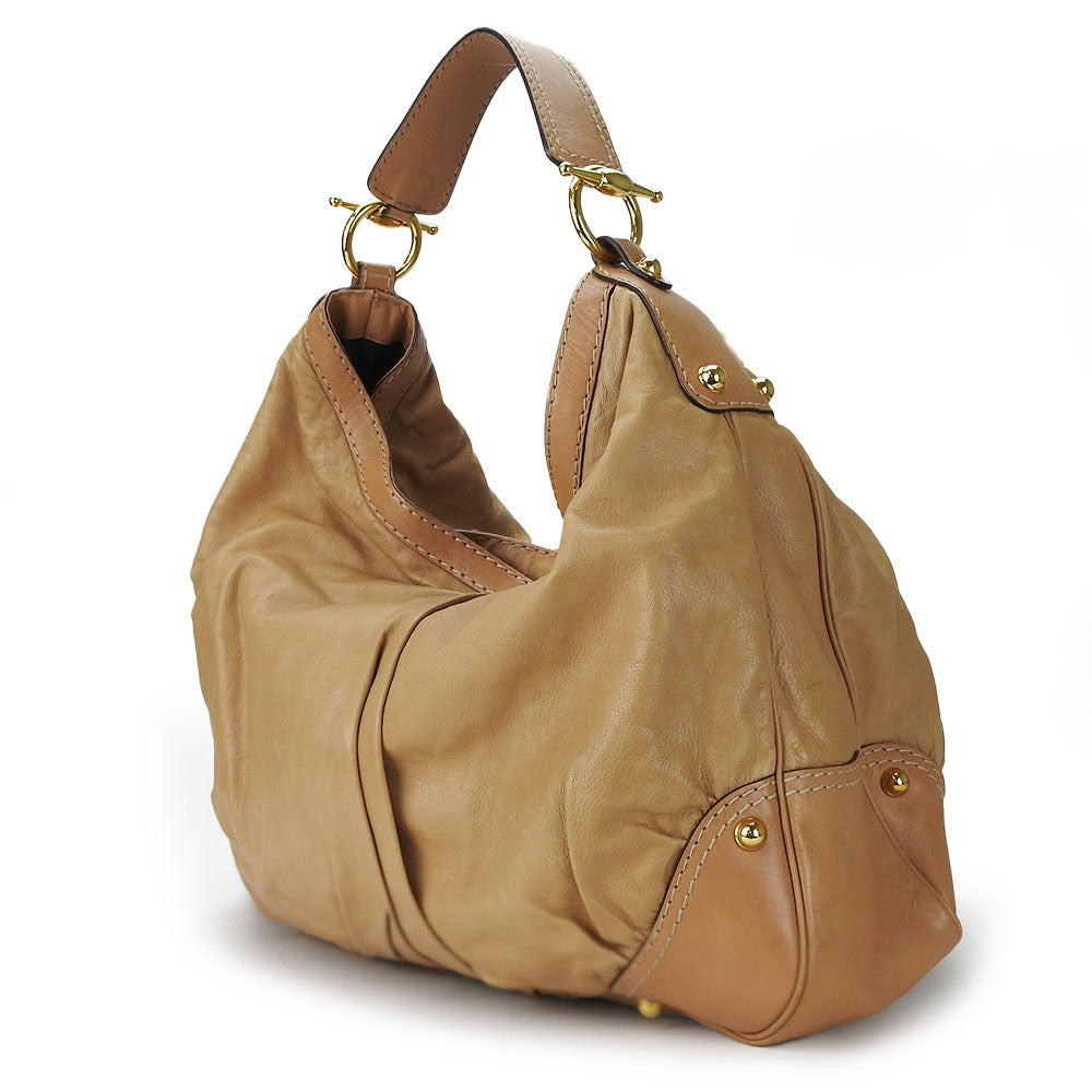 GUCCI Shoulder Bag 203542 leather beige Women Used Authentic