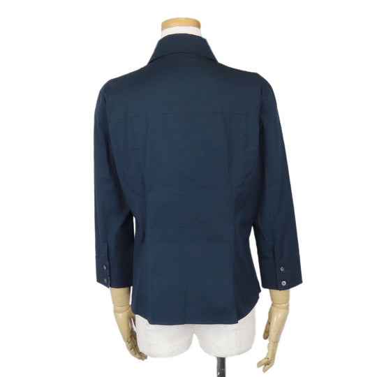 BURBERRY LONDON Long sleeve shirt Cotton, Polyurethane Navy Women 40 Used Authentic