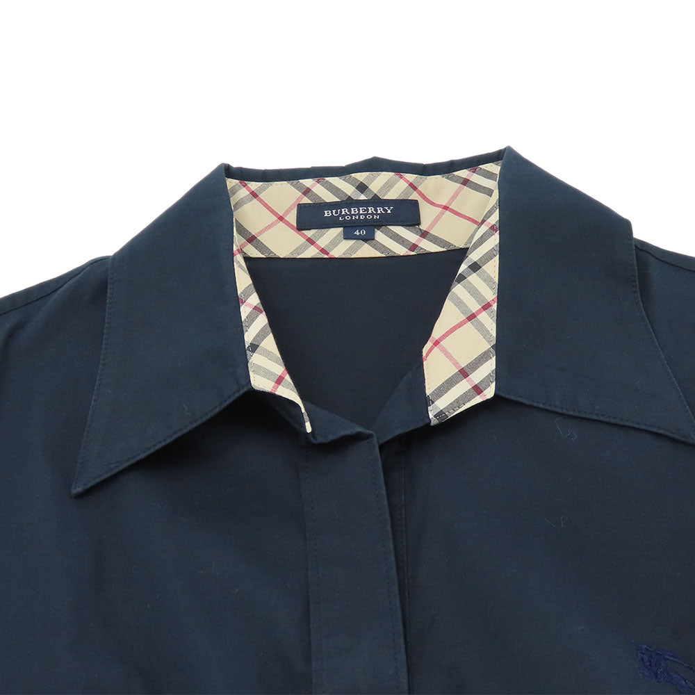 BURBERRY LONDON Long sleeve shirt Cotton, Polyurethane Navy Women 40 Used Authentic