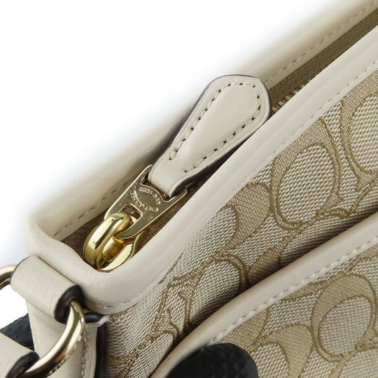 COACH Shoulder Bag F29960 Canvas, Leather Ivory Women Used Authentic