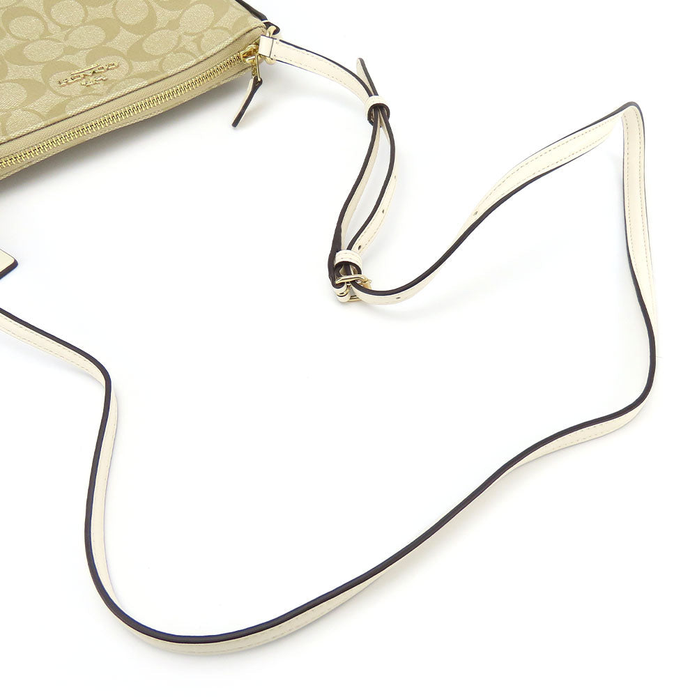 COACH Shoulder Bag F58309 PVC, Leather off white Signature Women Used Authentic