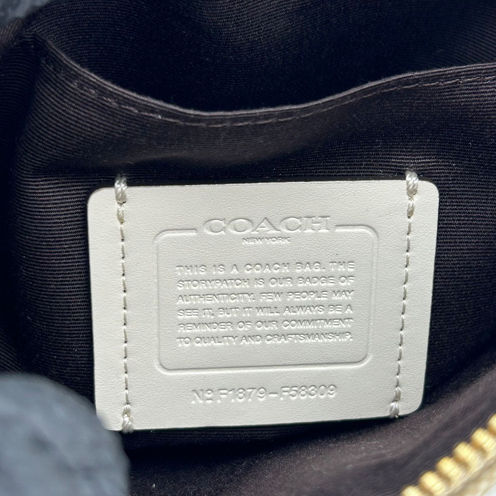 COACH Shoulder Bag F58309 PVC, Leather off white Signature Women Used Authentic