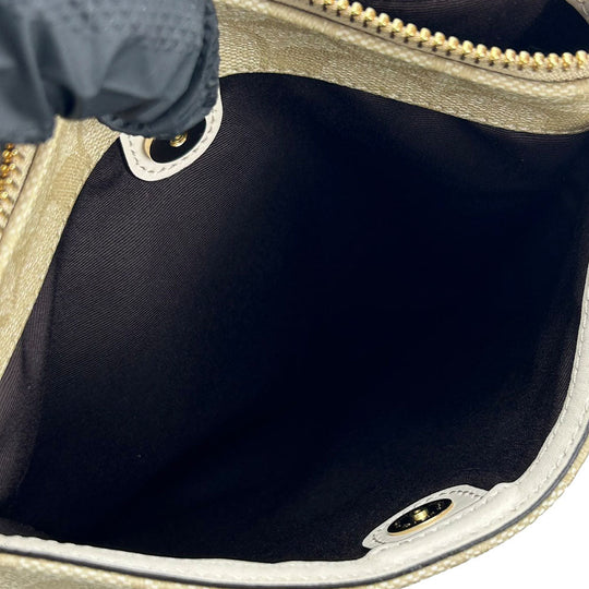 COACH Shoulder Bag F58309 PVC, Leather off white Signature Women Used Authentic