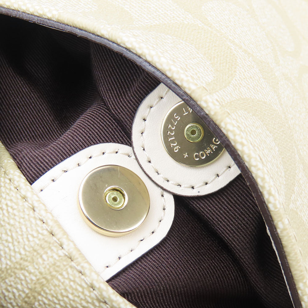 COACH Shoulder Bag F58309 PVC, Leather off white Signature Women Used Authentic