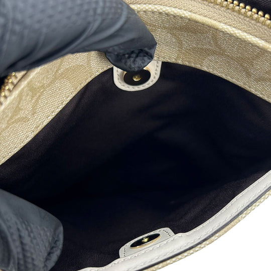 COACH Shoulder Bag F58309 PVC, Leather off white Signature Women Used Authentic