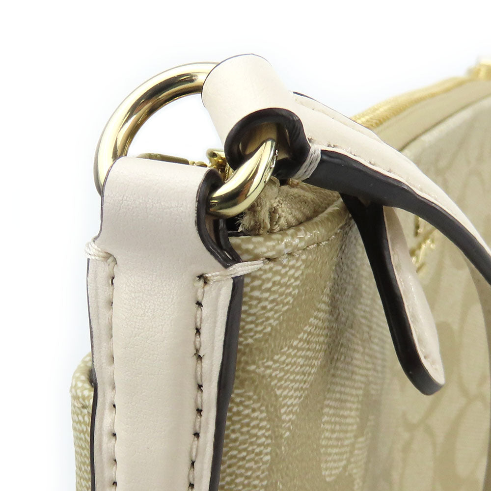 COACH Shoulder Bag F58309 PVC, Leather off white Signature Women Used Authentic