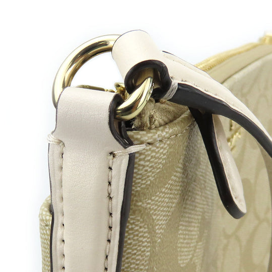 COACH Shoulder Bag F58309 PVC, Leather off white Signature Women Used Authentic