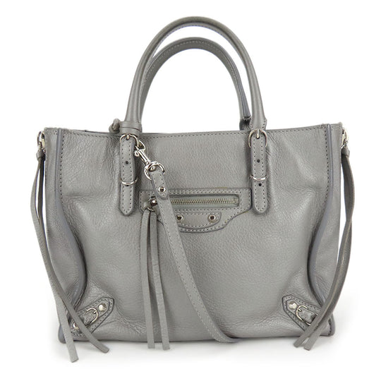 BALENCIAGA Handbag 357333 leather Silver Paper mini Women Used Authentic