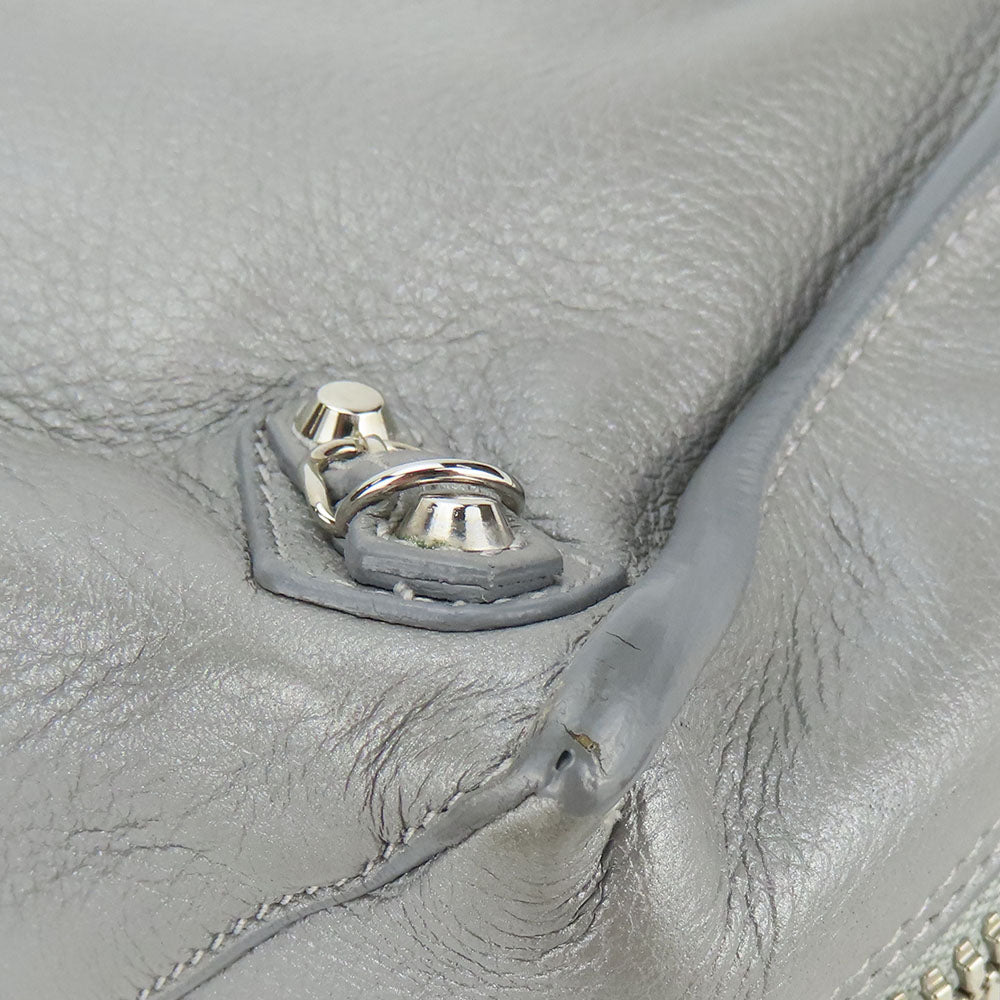 BALENCIAGA Handbag 357333 leather Silver Paper mini Women Used Authentic