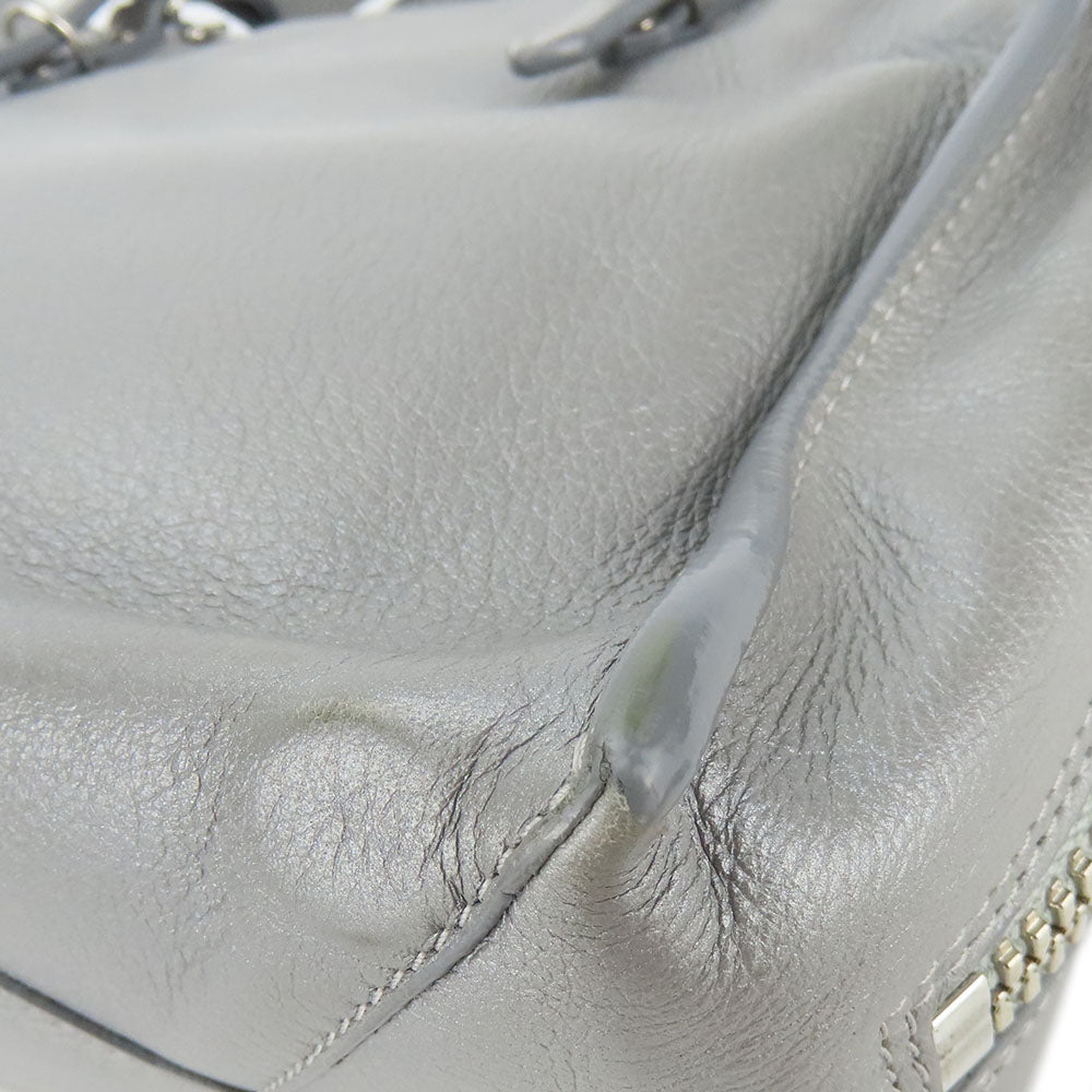 BALENCIAGA Handbag 357333 leather Silver Paper mini Women Used Authentic