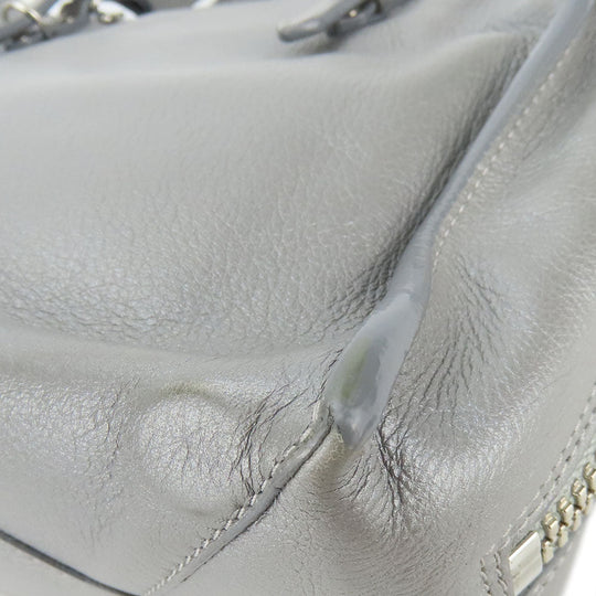 BALENCIAGA Handbag 357333 leather Silver Paper mini Women Used Authentic