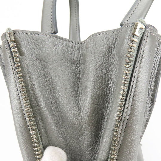 BALENCIAGA Handbag 357333 leather Silver Paper mini Women Used Authentic