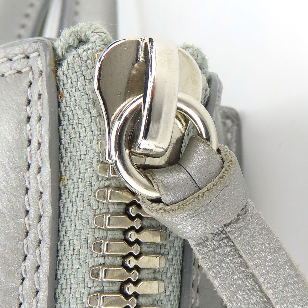 BALENCIAGA Handbag 357333 leather Silver Paper mini Women Used Authentic