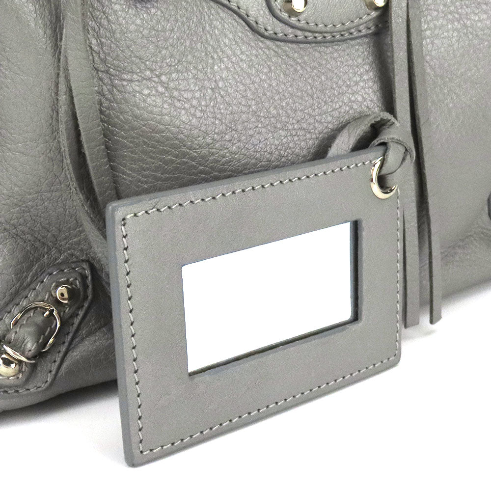 BALENCIAGA Handbag 357333 leather Silver Paper mini Women Used Authentic