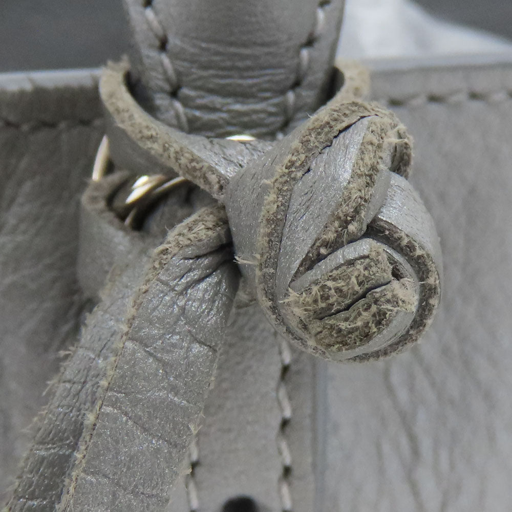 BALENCIAGA Handbag 357333 leather Silver Paper mini Women Used Authentic