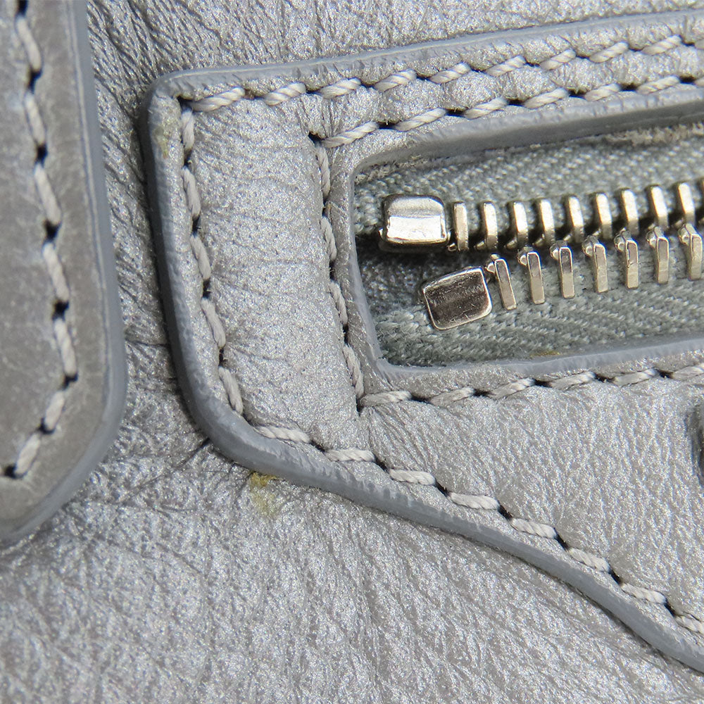 BALENCIAGA Handbag 357333 leather Silver Paper mini Women Used Authentic