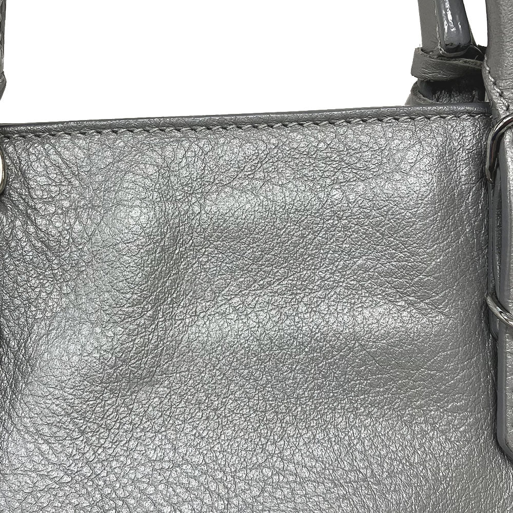 BALENCIAGA Handbag 357333 leather Silver Paper mini Women Used Authentic