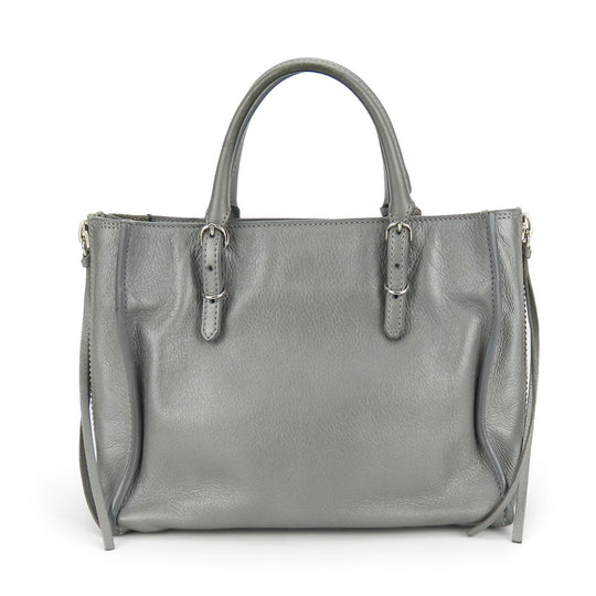 BALENCIAGA Handbag 357333 leather Silver Paper mini Women Used Authentic