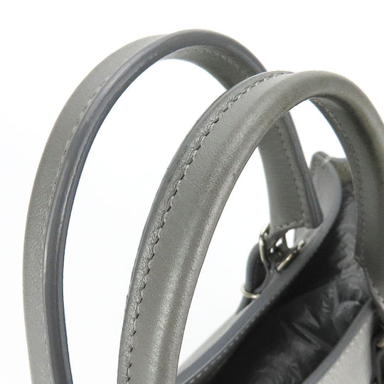BALENCIAGA Handbag 357333 leather Silver Paper mini Women Used Authentic